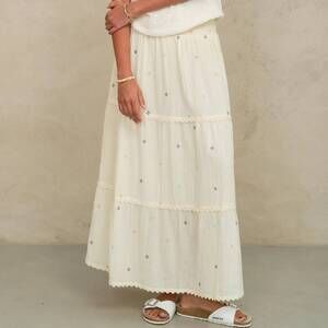 NEW M.A.B.E. lucca embroidered maxi skirt in pastel
